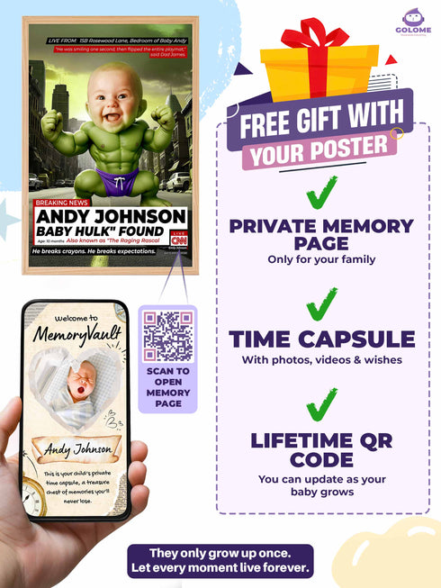 Custom Baby News Poster – Personalized Strong Baby Wall Art